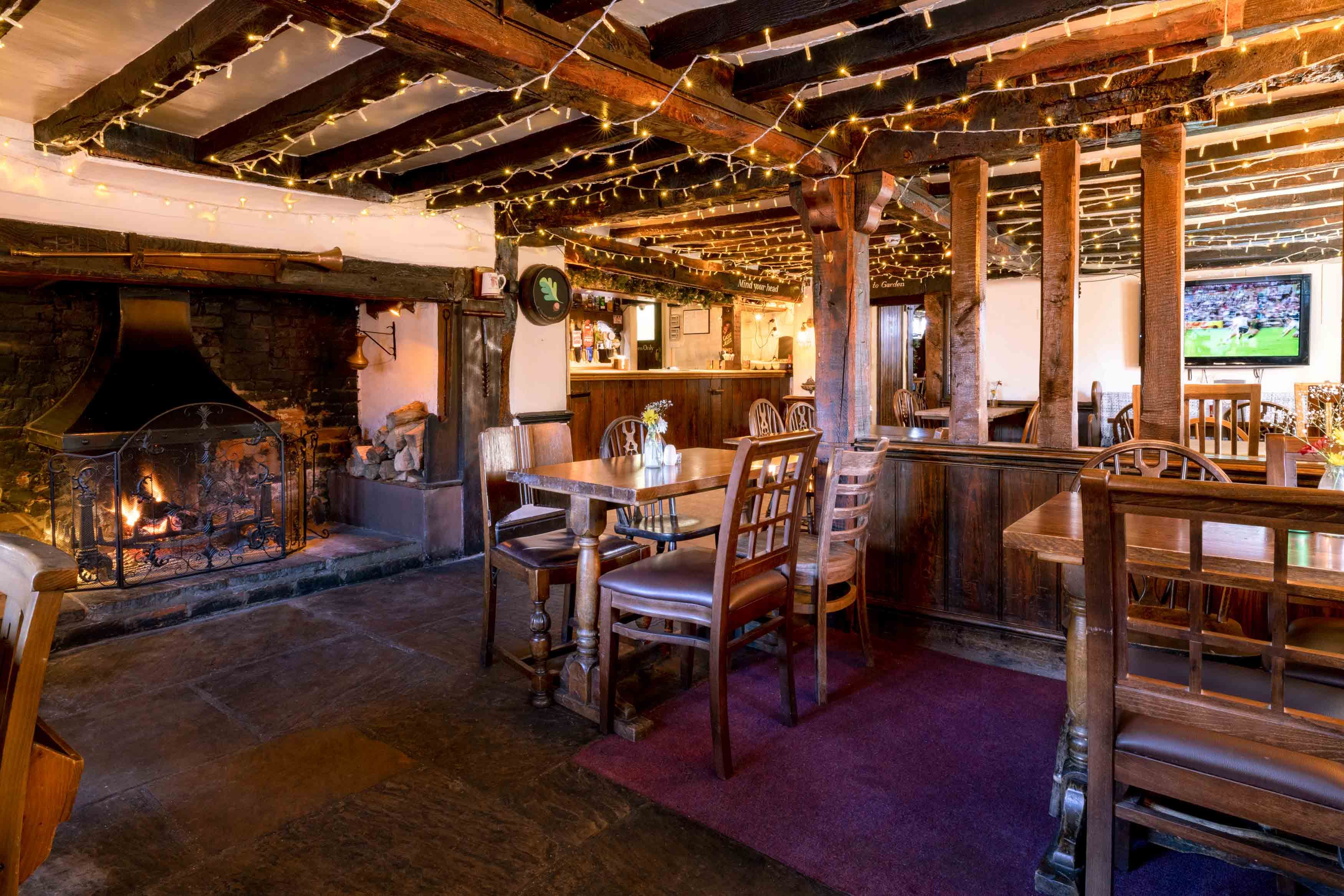Pub lounge with open fire